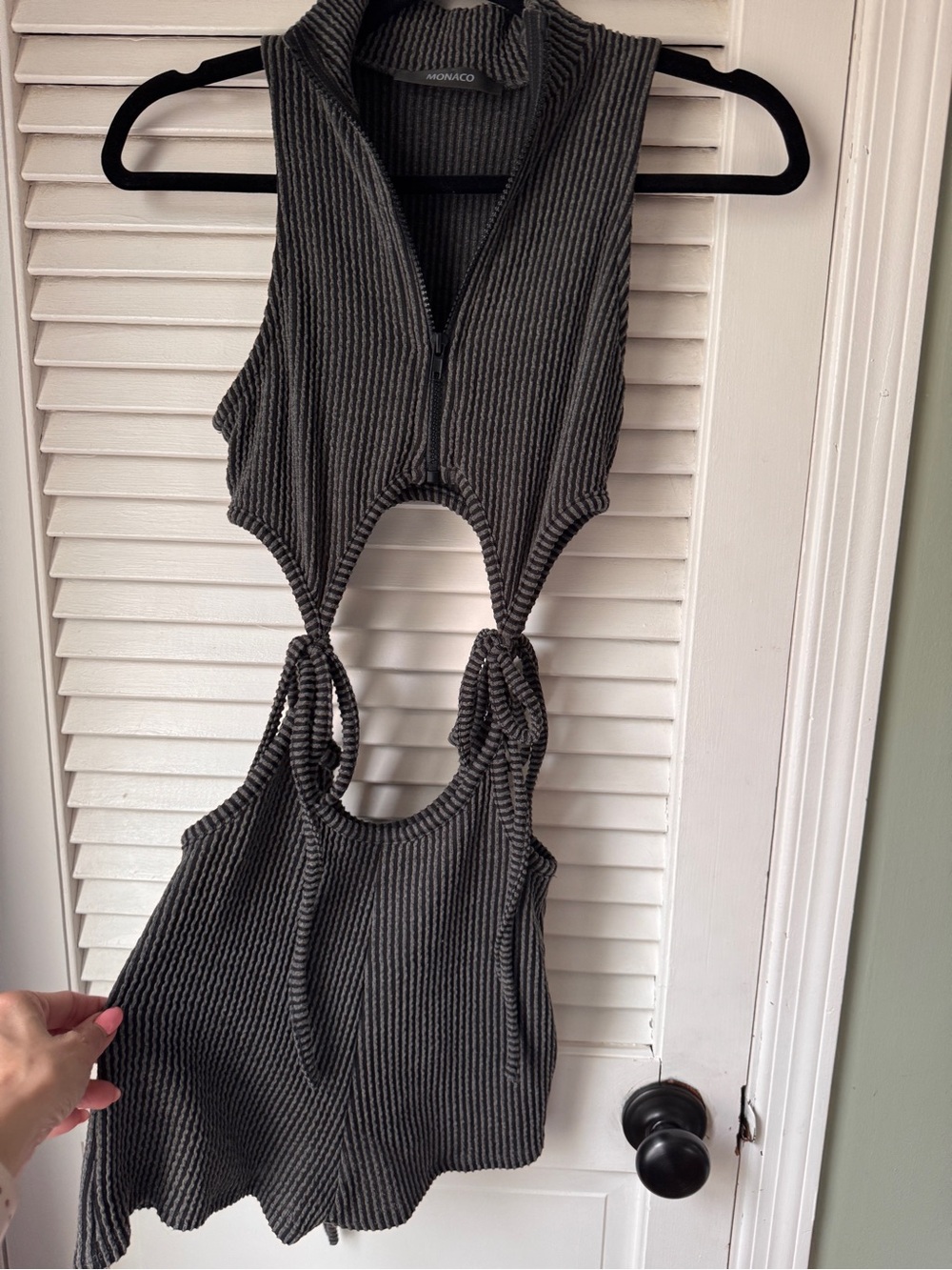 monaco Charcoal Ribbed Cutout short and crop top set
